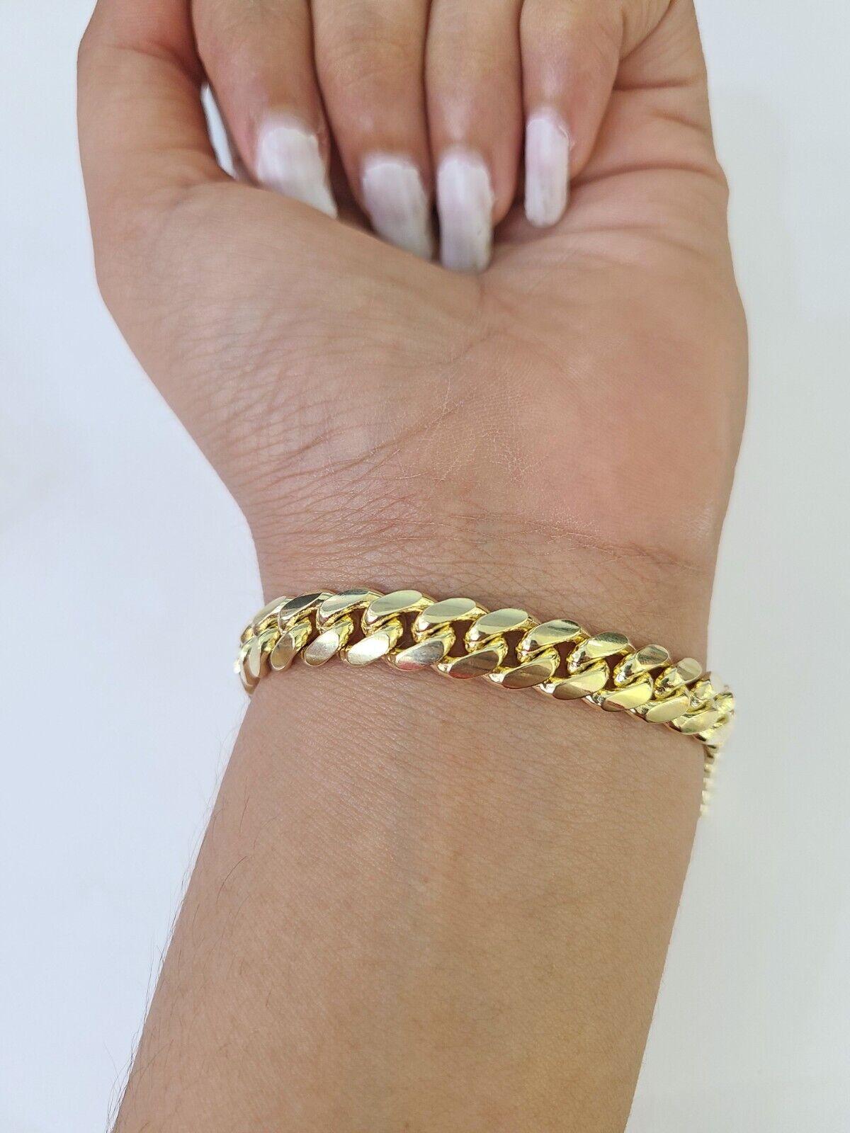 Real 14k Miami Cuban link Bracelet Yellow Gold 8mm 7.5" 8" 8.5" 9" Inch Solid - GoldenlinQ